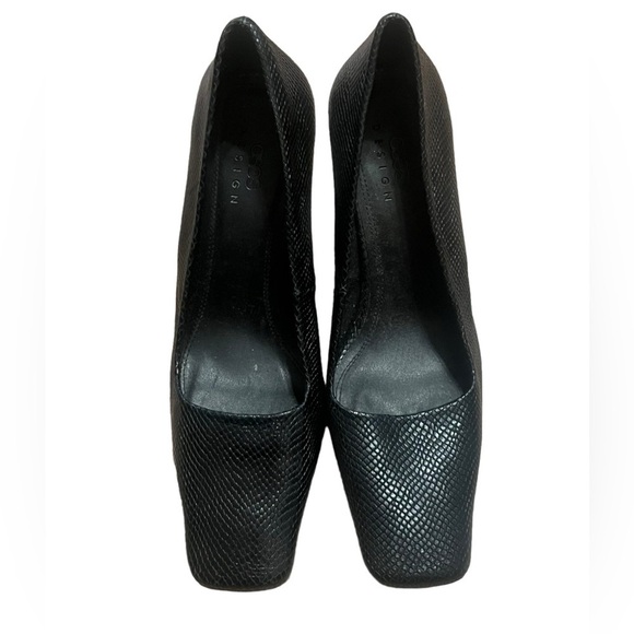 ASOS premium satin leather square toe court heels Made in Spain snake print - Picture 3 of 9